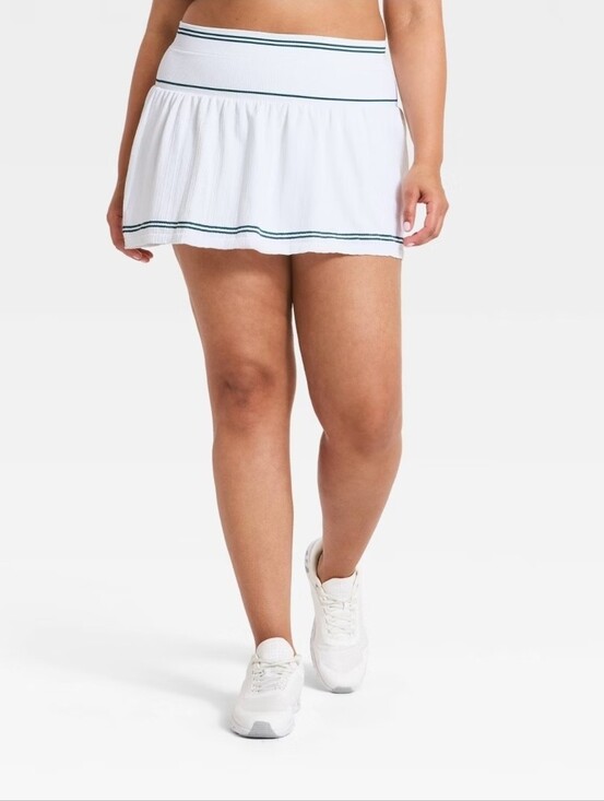 all in motion Pants - All In Motion - White And Green Cable Knit Seamless Skort